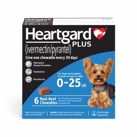 Heartgard PLUS Chewables for Dogs 1 to 25 lbs, 6 Month Supply