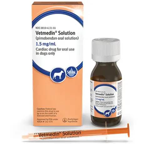 Vetmedin (pimobendan) Oral Solution 1.5mg/mL 50mL Bottle with Syringe